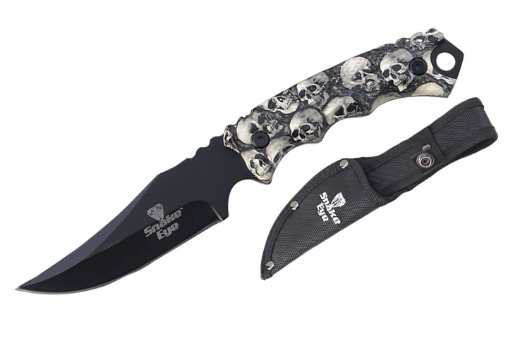 Snake Eye Tactical Skinner Knife GREY SKULL Handle 8.5'' Overall