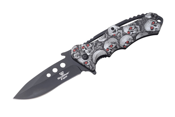 Snake Eye Tactical Fantasy SKULL Assisted Knife 4.5'' Closed