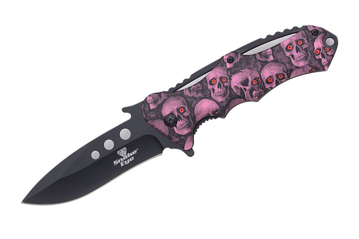 Snake Eye Tactical Fantasy SKULL Assisted Knife 4.5'' Closed