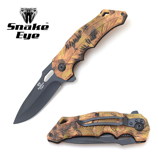 Snake Eye Tactical Camo Spring Assist knife