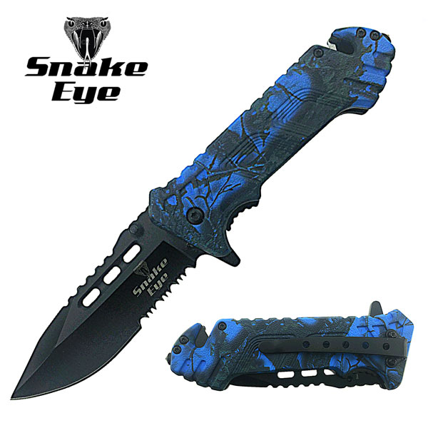 SNAKE EYE TACTICAL CAMO SPRING ASSIST KNIFE 4.5'' CLOSED(CM2)