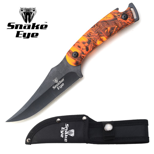 Snake Eye Tactical Skinner Knife Orange CAMO Handle 8.5'' Overall