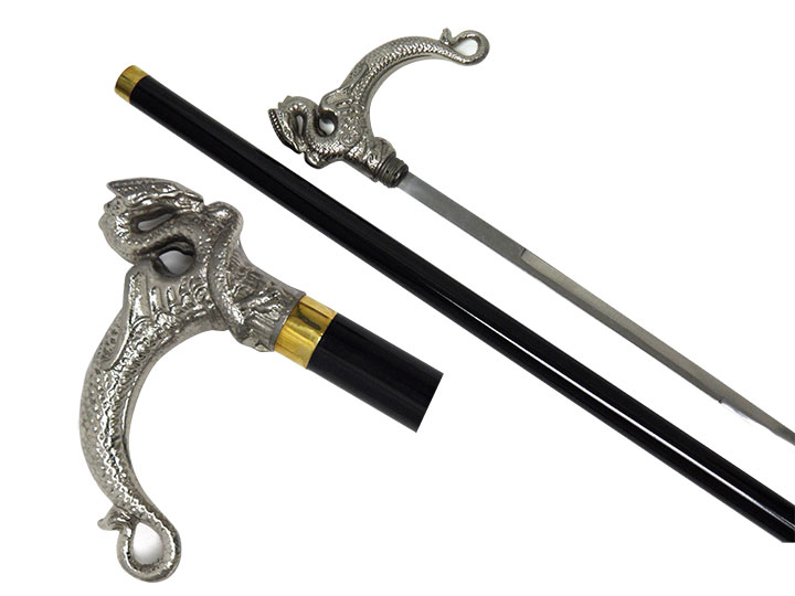 '' Dragon'' Walking CANE with Hidden SWORD 35'' Overall