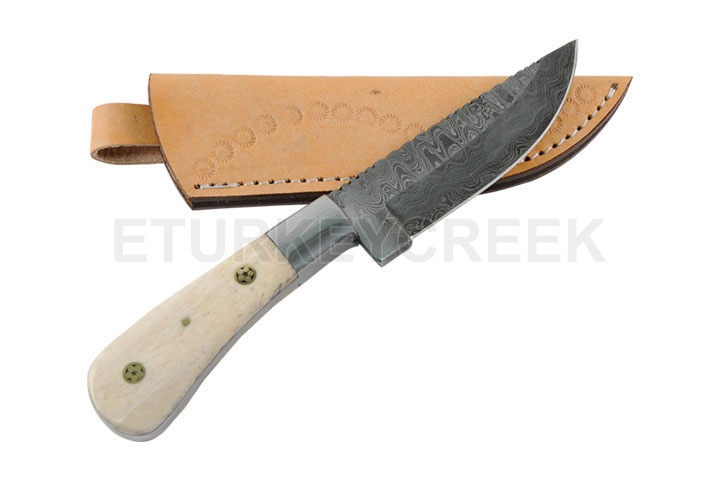 Wild Turkey Damascus collection 9'' hunting KNIFE w/  bone handle