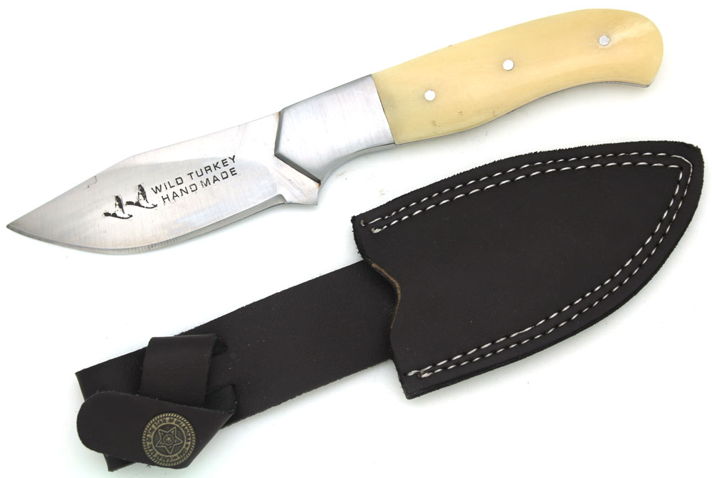 Wild Turkey Handmade Real Bone Handle Fixed Blade Knife 8''