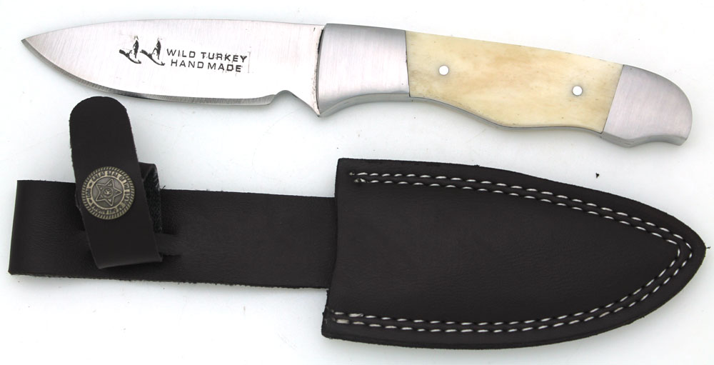 Wild Turkey Handmade Real Bone Handle Fixed Blade Knife 8''