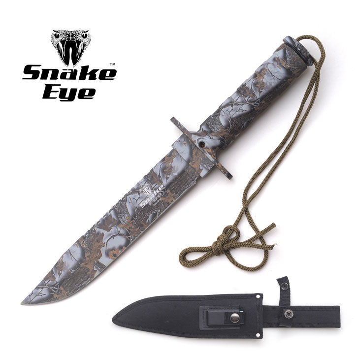 Snake Eye Tactical  Outdoor Camo SURVIVAL KNIFE W/Case 13.5''