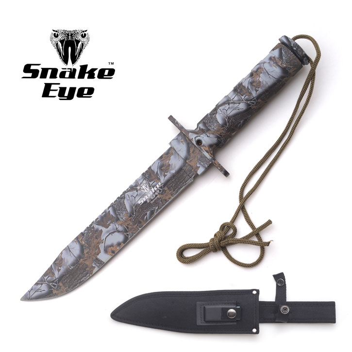 Snake Eye Tactical  Outdoor Camo Survival KNIFE W/Case 13.5''