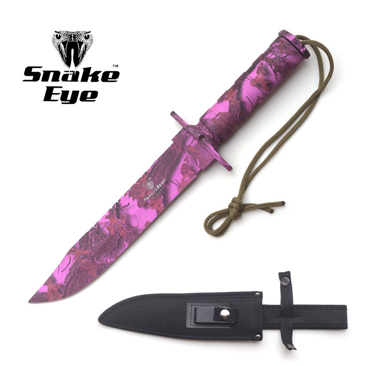 Snake Eye Tactical Outdoor Camo SURVIVAL KNIFE W/Case 13.5''