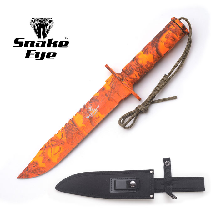 Snake Eye Tactical Outdoor Camo Survival Knife W/Case 13.5''
