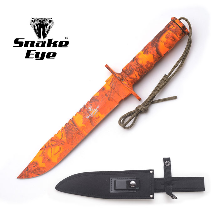 Snake Eye Tactical Outdoor Camo SURVIVAL KNIFE W/Case 13.5''