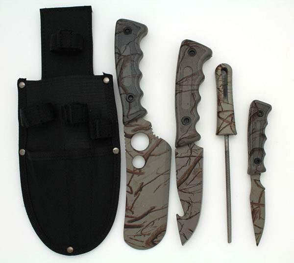 Snake Eye Tactical Heavy Duty 5PC Big GAME Hunting Knife Set Camp