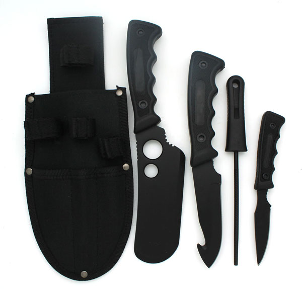 Snake Eye Tactical Heavy Duty 5PC Big GAME Hunting Knife Set Camp