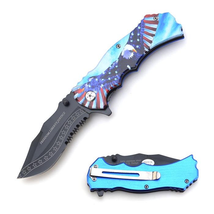 ''Freedom,Liberty,Justice  '' USA Tactical  Spring Assist KNIFE