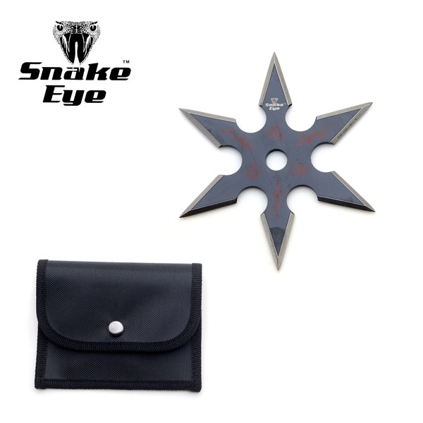 Black Stainless Steel 6 Point ''Dragon'' Throwing Star W/ Pouch - 4