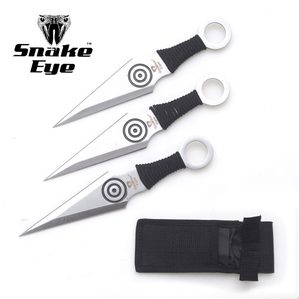 Snake Eye Tactical 3pc Black Stainless Steel Throwing Knives