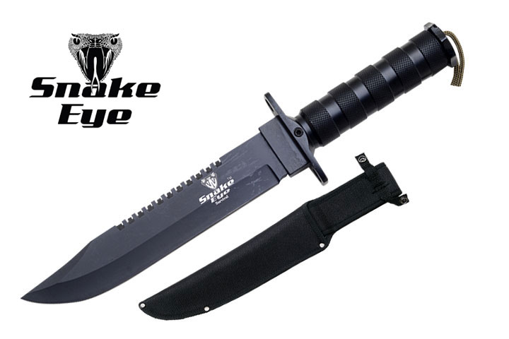 Snake Eye Tactical Outdoor Black Survival Knife W/Case 13.5''