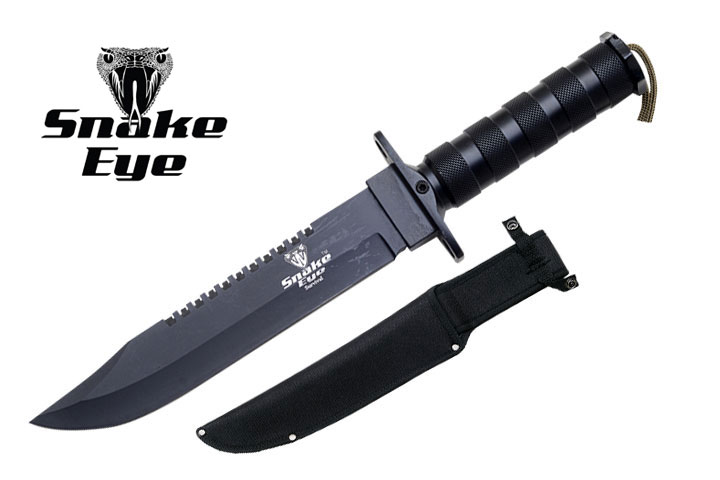 Snake Eye Tactical Outdoor Black Survival KNIFE W/Case 13.5''