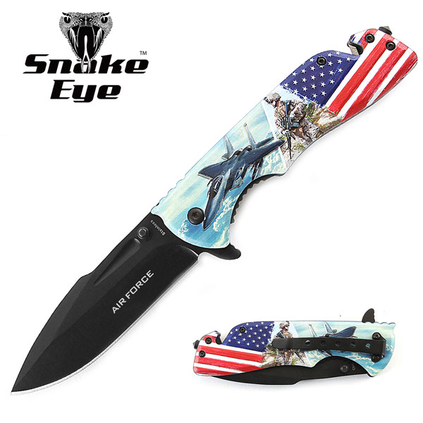 Snake Eye Tactical Spring Assist Rescue Knife 4.5'' Closed