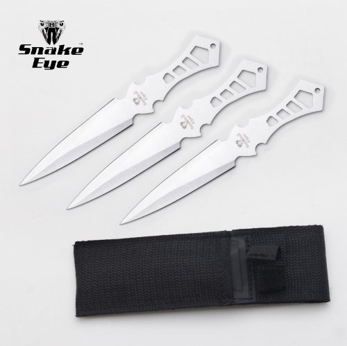 Snake Eye Tactical 3pc Silver Stainless Steel Throwing Knives