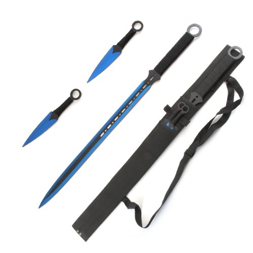 Ninja Sword All Black 28'' Overall with Carrying Case