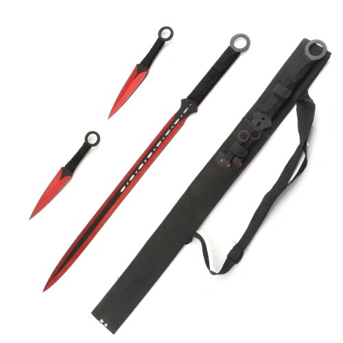 Ninja Sword All Black 28'' Overall with Carrying Case