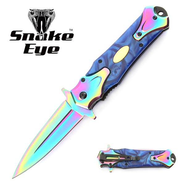 SNAKE EYE TACTICAL STILETTO STYLE SPRING ASSIST KNIFE 4.75 CLOSED