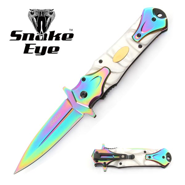 SNAKE EYE TACTICAL STILETTO STYLE SPRING ASSIST KNIFE 4.75 CLOSED