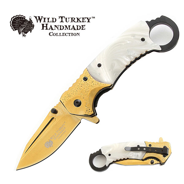 Wild Turkey Handmade Karambit Spring Assist Knife 5'' Closed