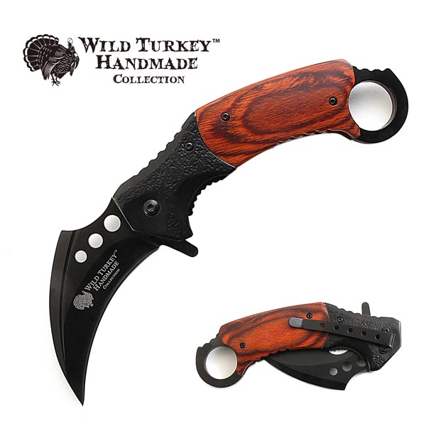 Wild Turkey Handmade Karambit Spring Assist KNIFE 4.5'' Closed