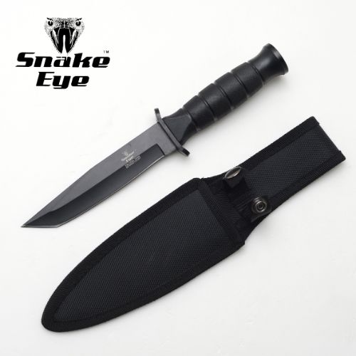 Snake Eye Tactical Black Combat KNIFE with Nylon Case 8.5''