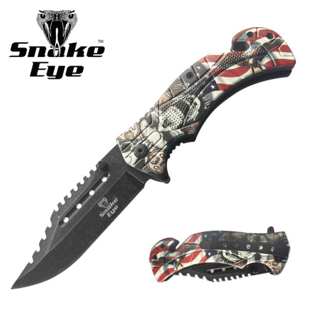 Snake Eye Tactical Spring Assist Knife 4.75'' Closed