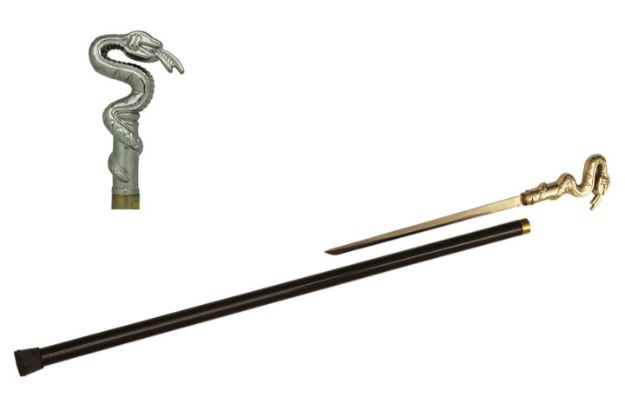 '' Snake Handle '' Walking cane with Hidden SWORD 35'' Overall
