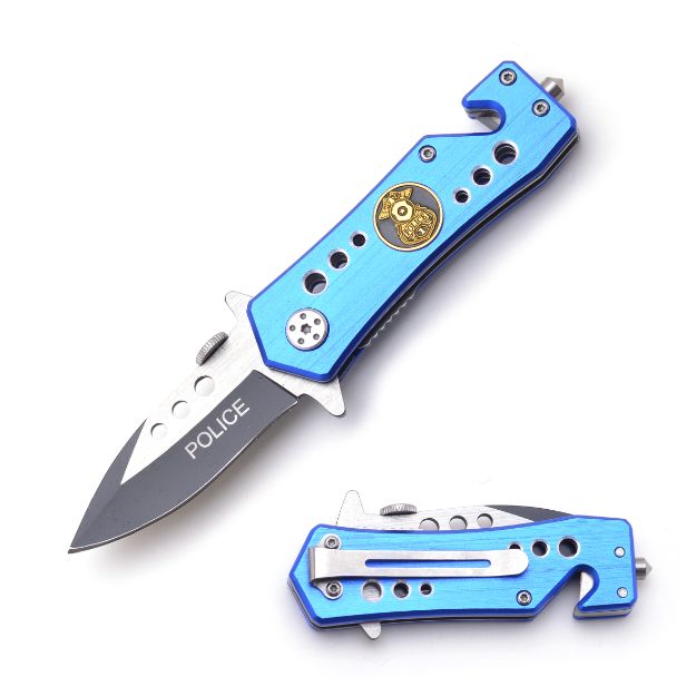 ''POLICE '' Rescue Style Spring Assist Knife 3.5'' Closed