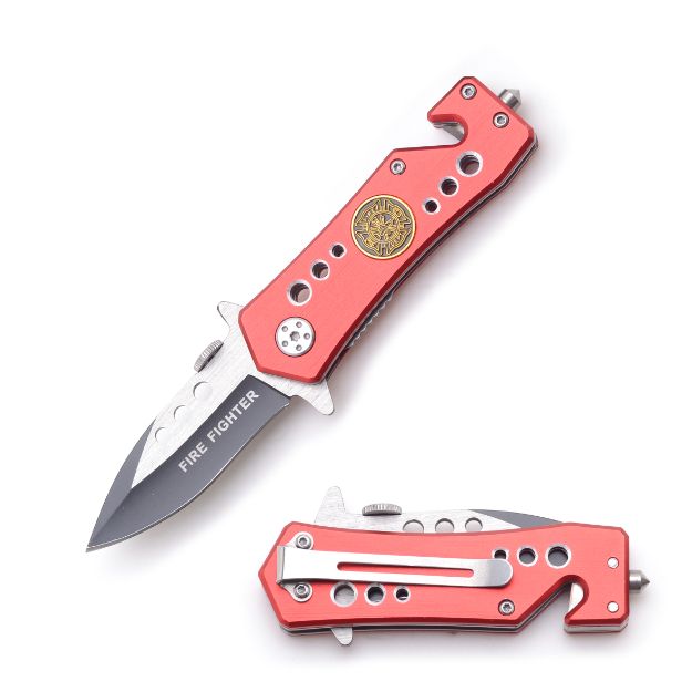 '' Fire Fighter '' Rescue Style Spring Assist Knife 3.5'' Closed