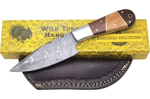 Wild Turkey Handmade Collection Damascus Steel Fix Blade Knife