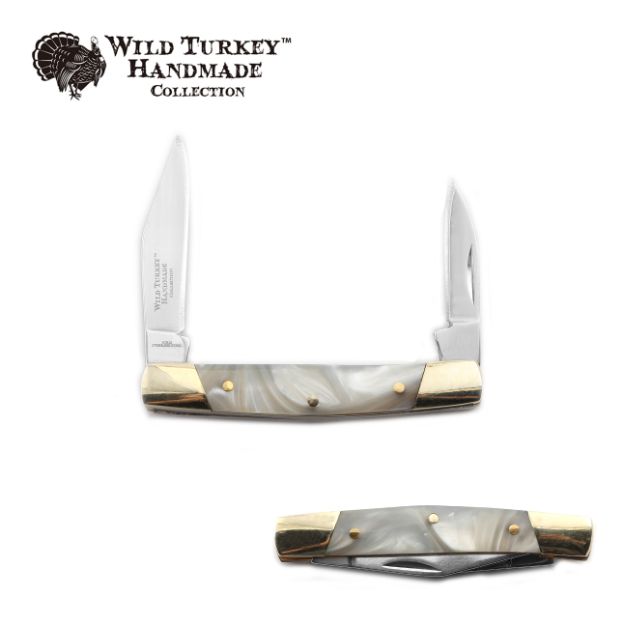 Wild Turkey Handmade 2 Blade KNIFE W/ Pearl Handle 2.5''