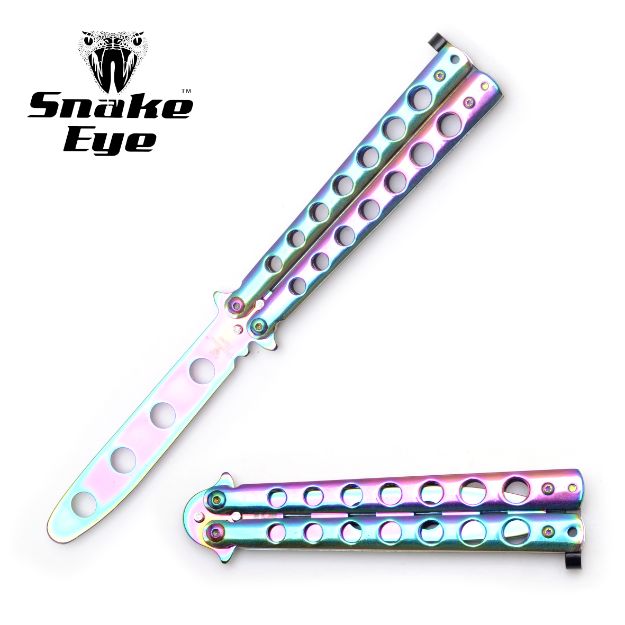 Snake Eye Tactical Training Butterfly KNIFE Rainbow 5'' Closed