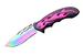 Flames BIKER Design Spring Assist Knife 4.5'' Closed Pink