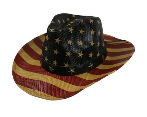 COWBOY HAT - American Flag Stripes Brim