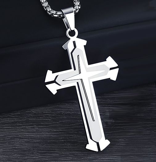 18K silver Plated Stainless Steel Christian Cross PENDANT