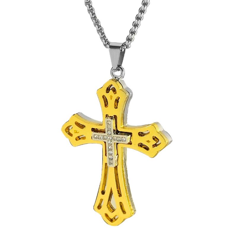 18K Gold Plated Stainless Steel Christian Cross PENDANT