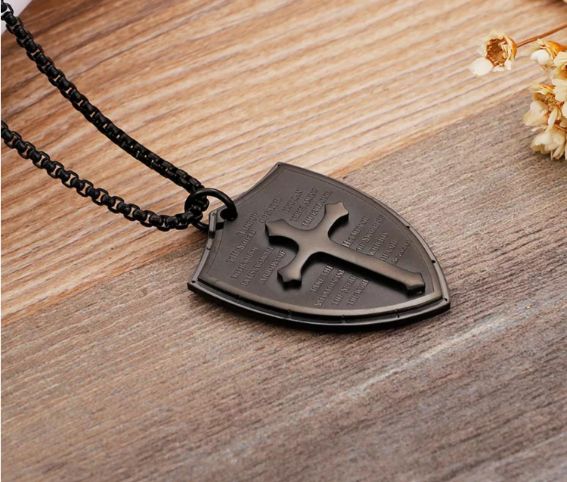 18K black Plated Stainless Steel Christian Cross necklace