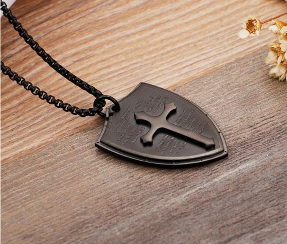 18K black Plated Stainless Steel Christian Cross NECKLACE