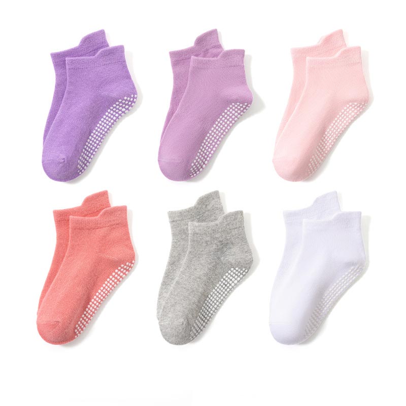 Baby Non Slip Grip Ankle SOCKS with Non Skid Soles 6 Pack