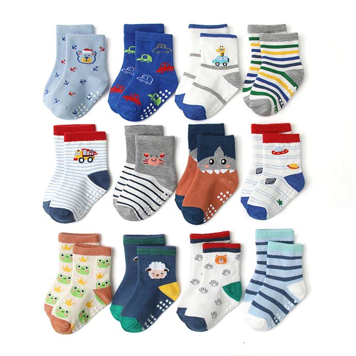 Baby SOCKS, Non-Slip Grips, Made with Organic Cotton 12 Pack