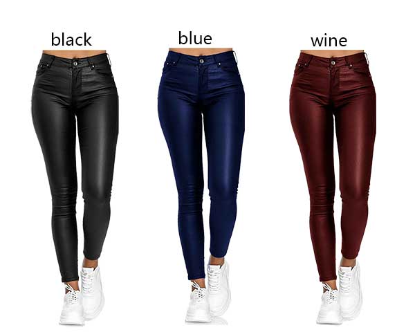 Faux Leather PANTS Womens PU PANTS with Pockets