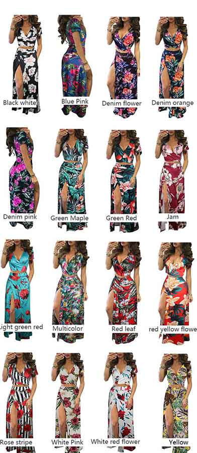 Floral Wrap DRESS Womens 2 Piece Outfits