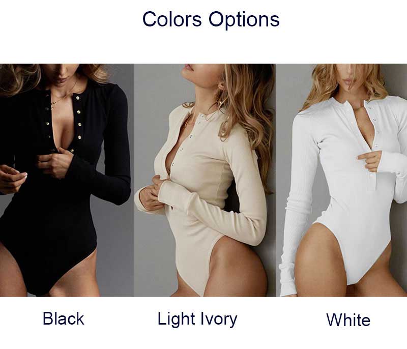 Women?s Bodysuit Snap Button Long Sleeve SHIRT Top