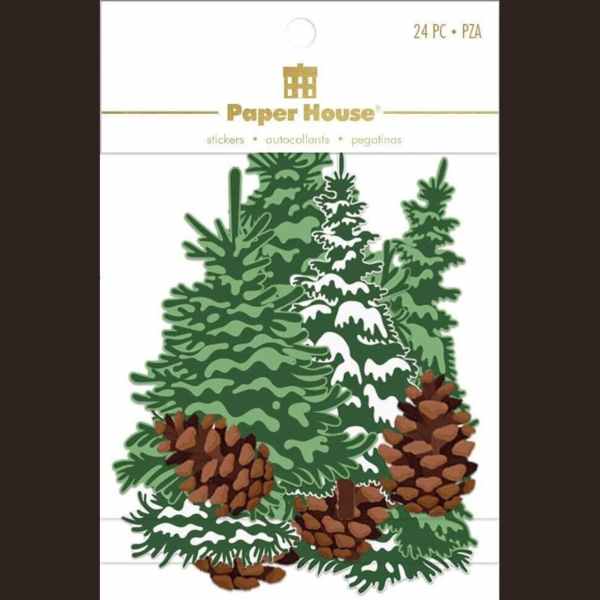 Paper House PINE TREES Die-Cut STICKERS 24 STICKERS 2 Each Design